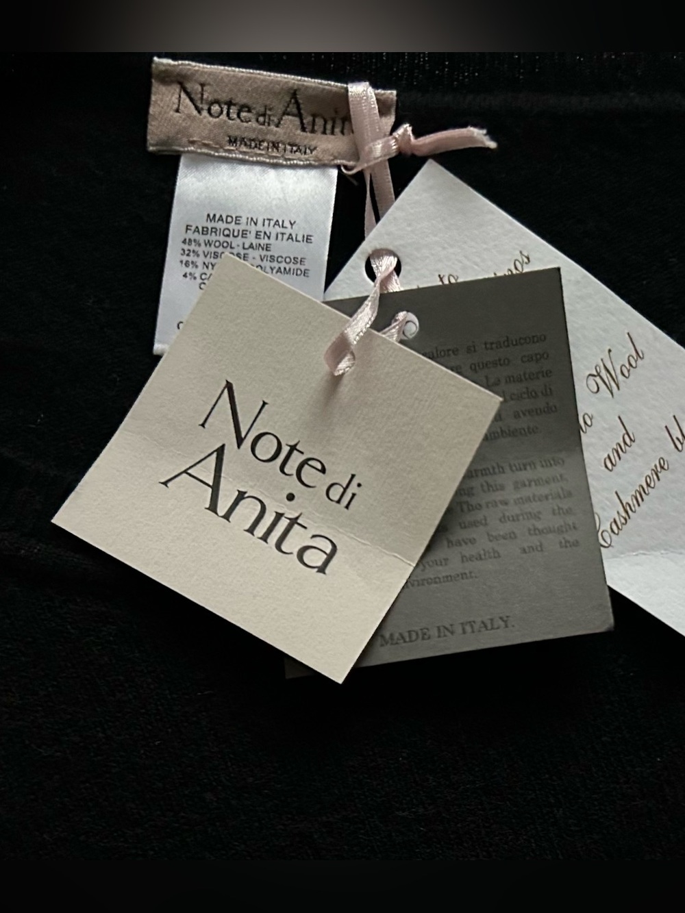 NWT- Note di Anita Crew Neck Cashmere, Marino Wool Poncho